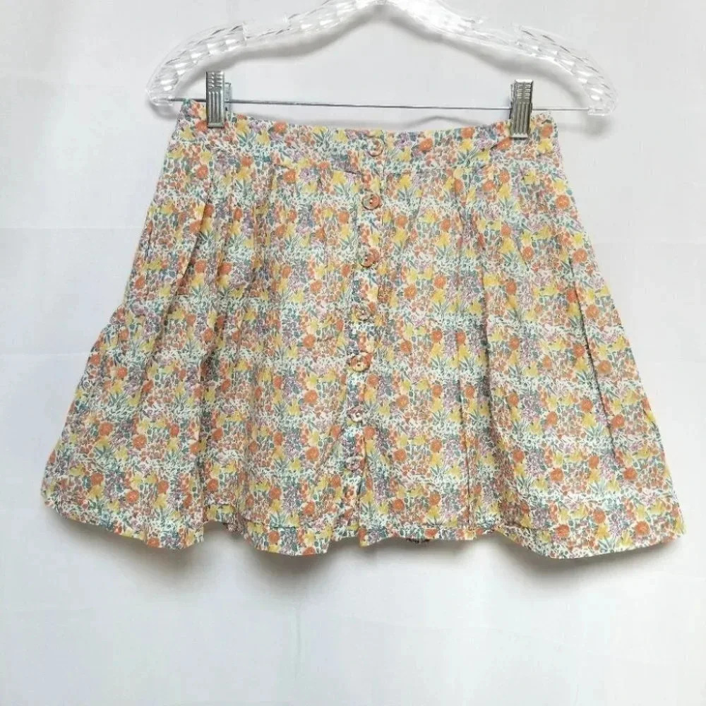 𝅺FREE People Cottage Core Floral Button Skirt Mini 4